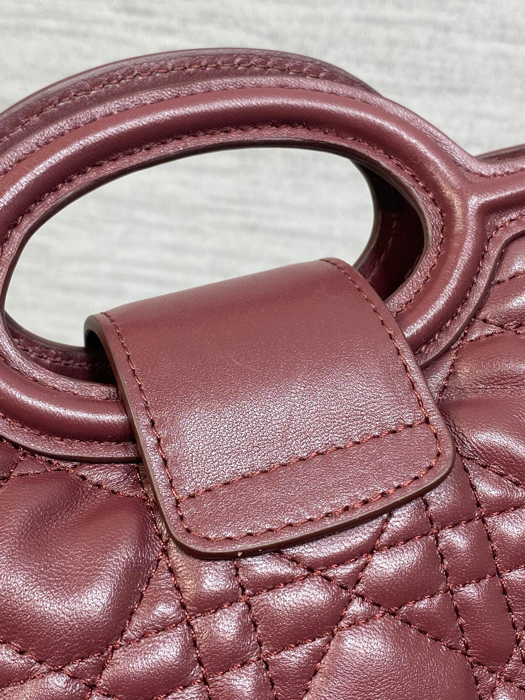 Dior Mini Jolie Top Handle Bag Burgundy Cannage Lambskin with Gold Hardware