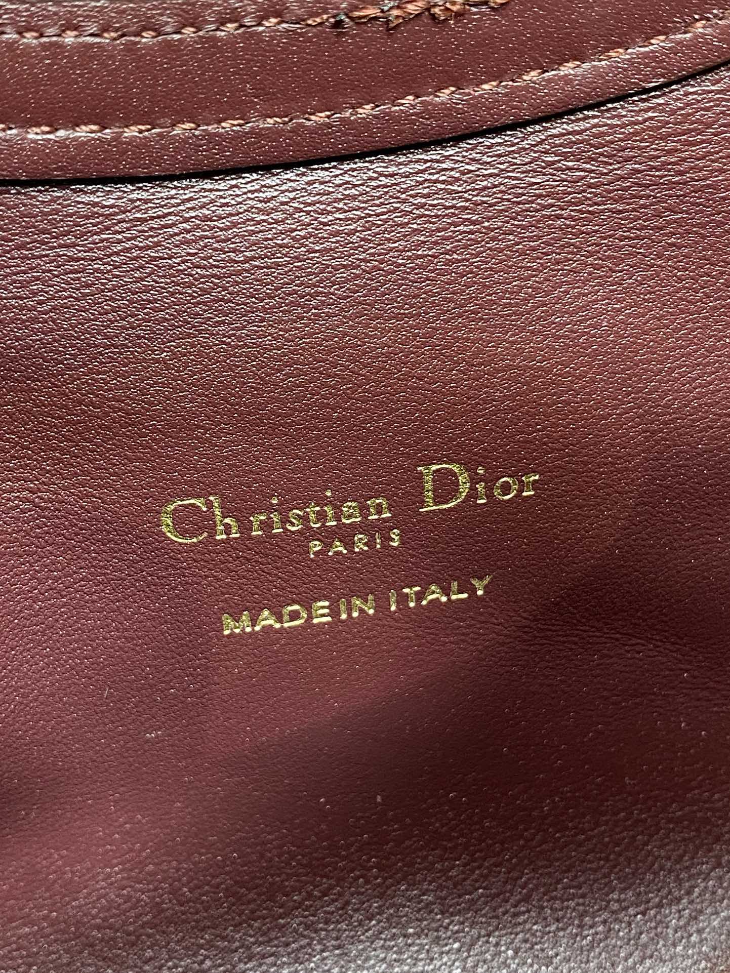 Dior Mini Jolie Top Handle Bag Burgundy Cannage Lambskin with Gold Hardware