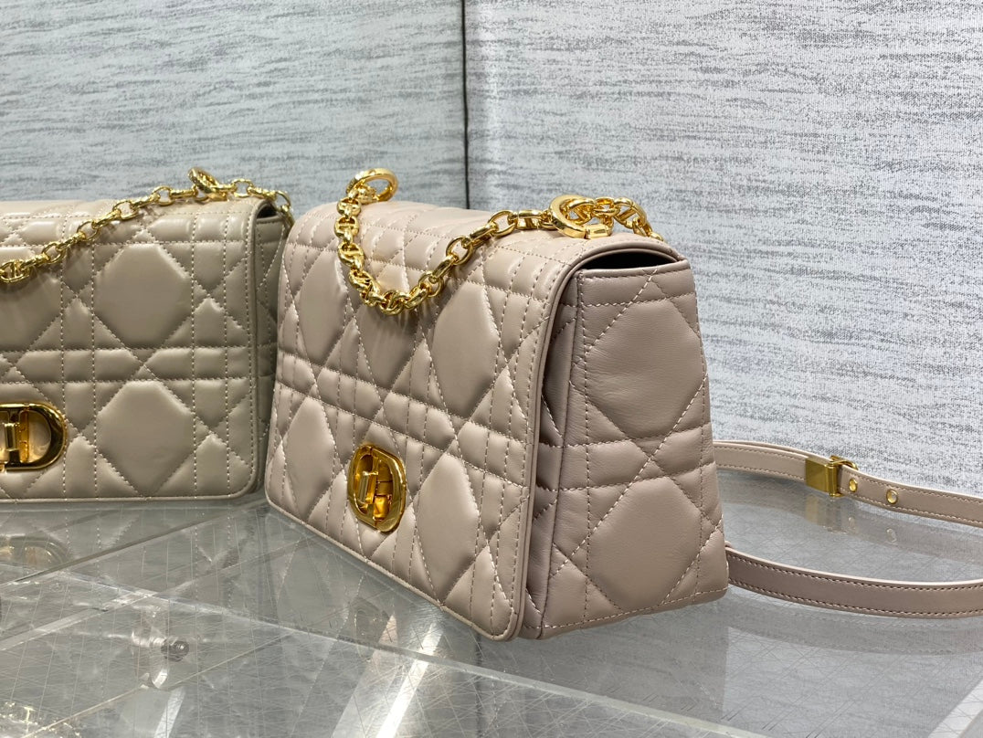 Dior Medium Dior Caro Bag Biscuit Soft Cannage Calfskin with Gold Hardware