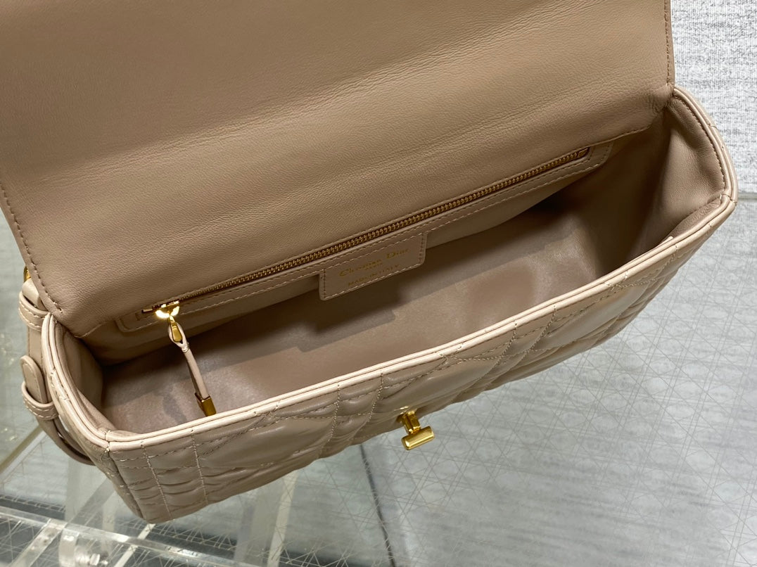 Dior Medium Dior Caro Bag Biscuit Soft Cannage Calfskin with Gold Hardware