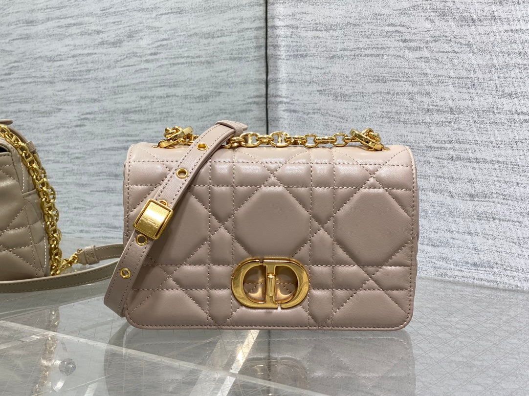 Dior Small Dior Caro Bag Biscuit Soft Cannage Calfskin with Gold Hardware