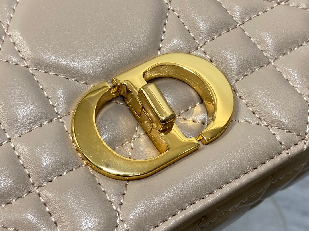 Dior Small Dior Caro Bag Biscuit Soft Cannage Calfskin with Gold Hardware
