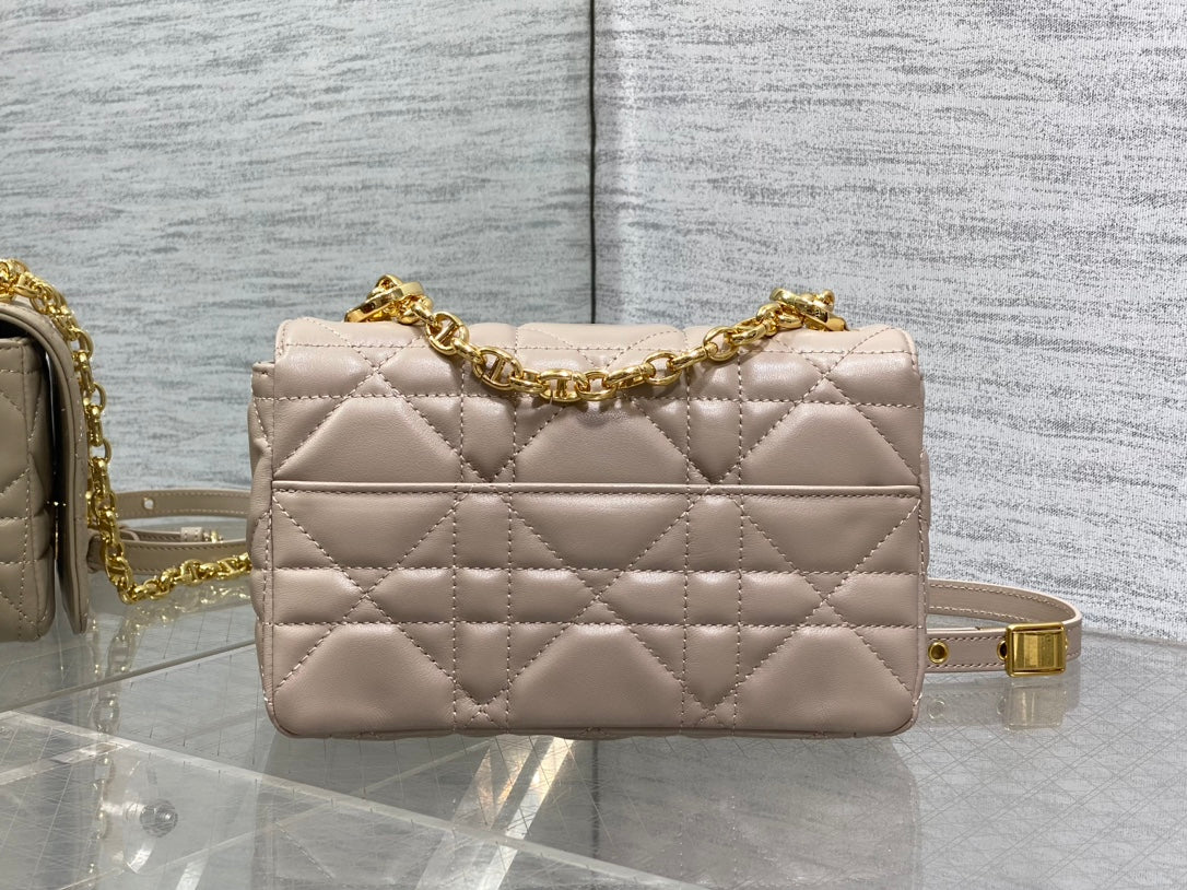 Dior Small Dior Caro Bag Biscuit Soft Cannage Calfskin with Gold Hardware