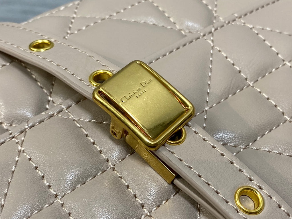 Dior Small Dior Caro Bag Biscuit Soft Cannage Calfskin with Gold Hardware