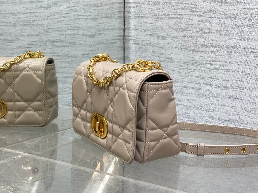 Dior Small Dior Caro Bag Biscuit Soft Cannage Calfskin with Gold Hardware