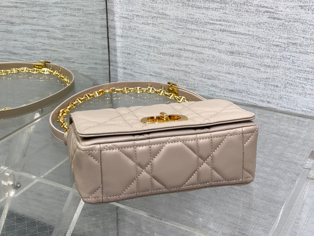 Dior Small Dior Caro Bag Biscuit Soft Cannage Calfskin with Gold Hardware