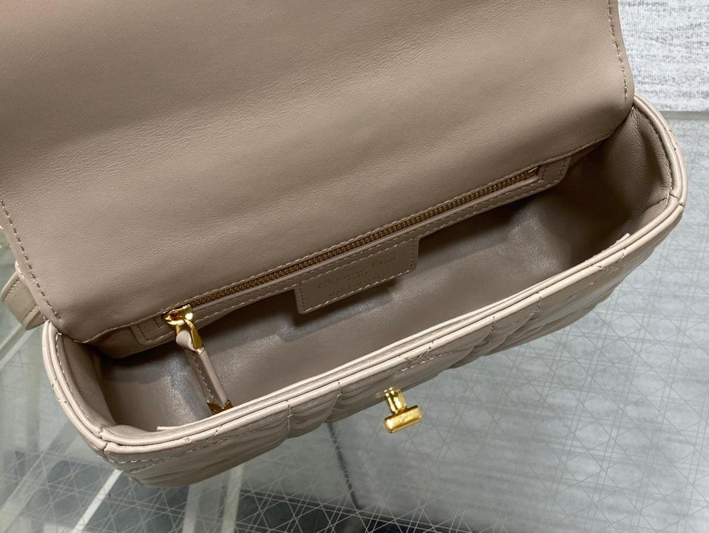 Dior Small Dior Caro Bag Biscuit Soft Cannage Calfskin with Gold Hardware