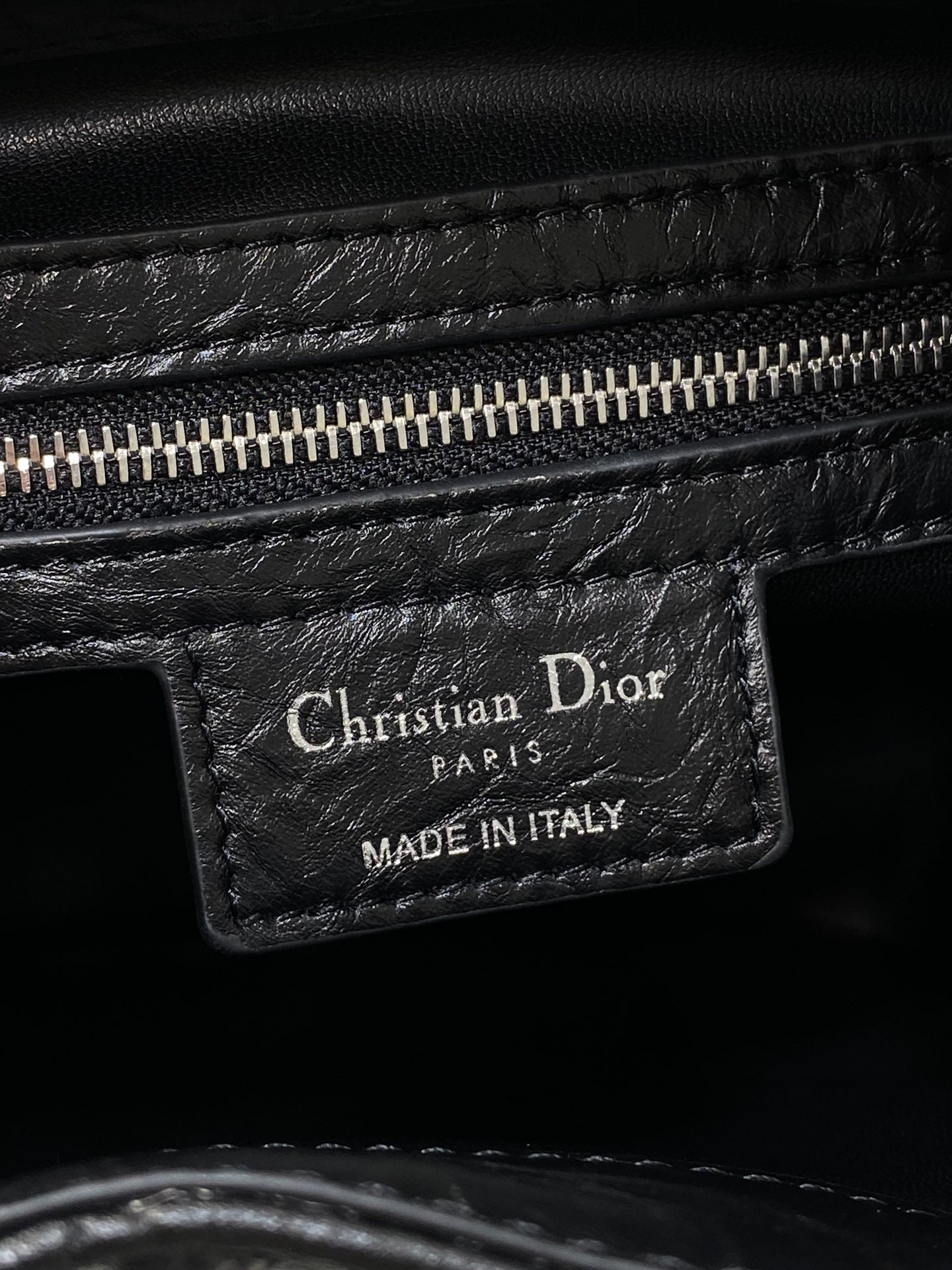 Dior Caro Motion Small Drawstring Bucket Bag Black Aged Leather Quilted Crossbody 1025