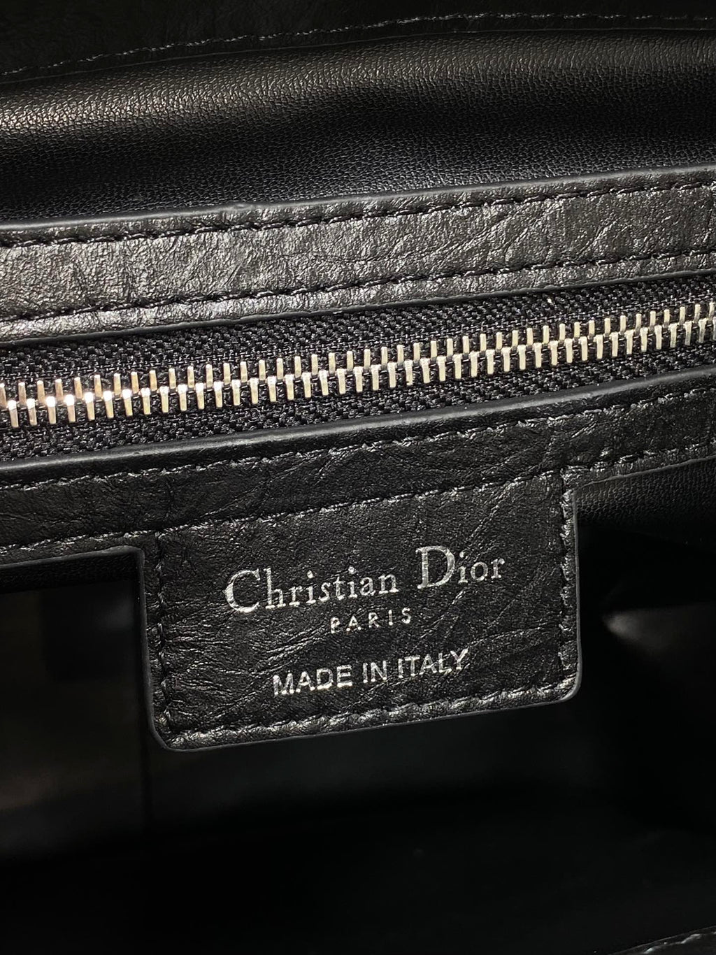 Dior Caro Motion Medium Drawstring Bucket Bag Black Aged Leather Quilted Crossbody 1026