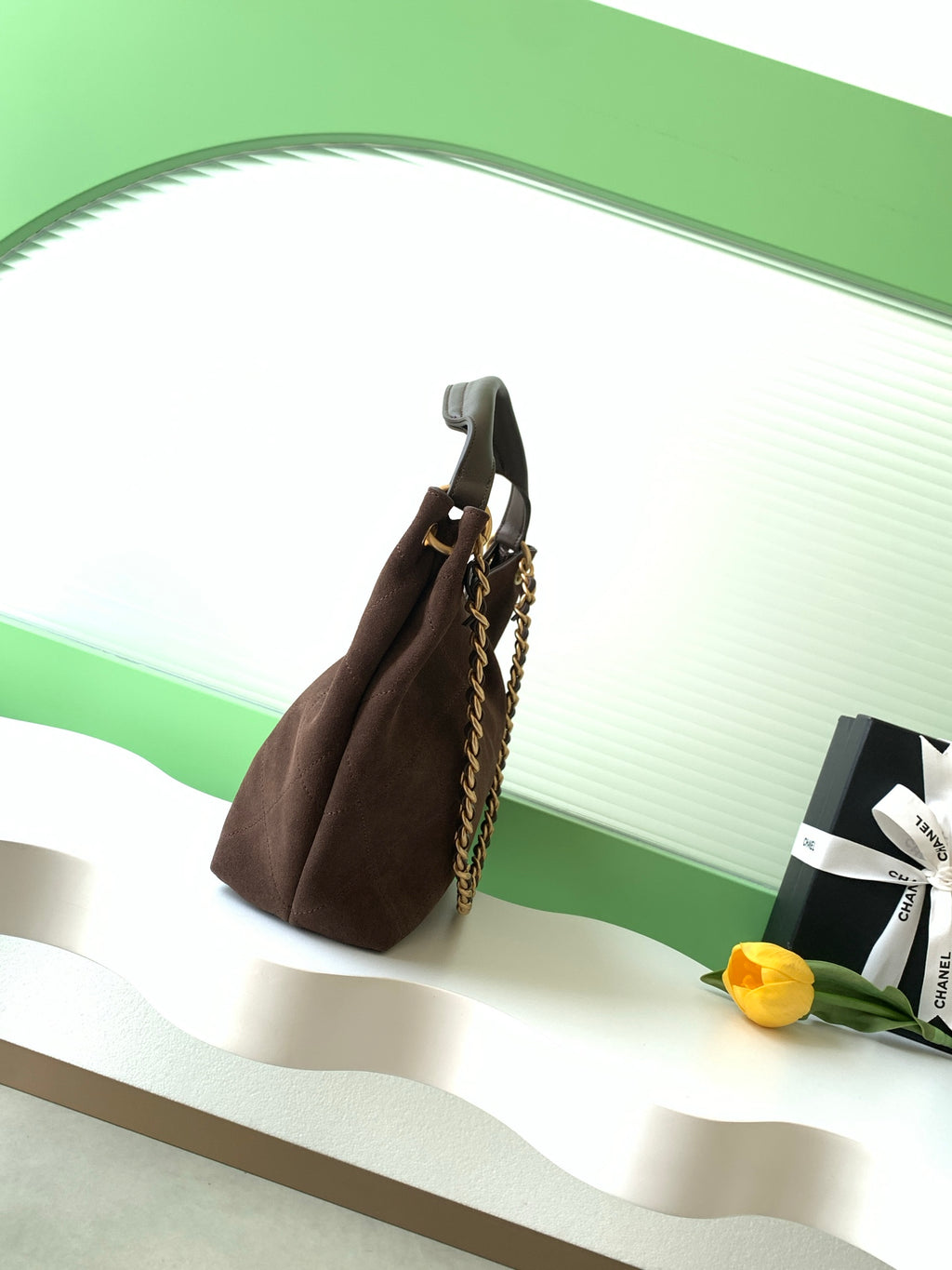 Chanel 26C Cruise Suede Hobo Bag Coffee Brown Quilted Leather Shoulder Bag AS5970