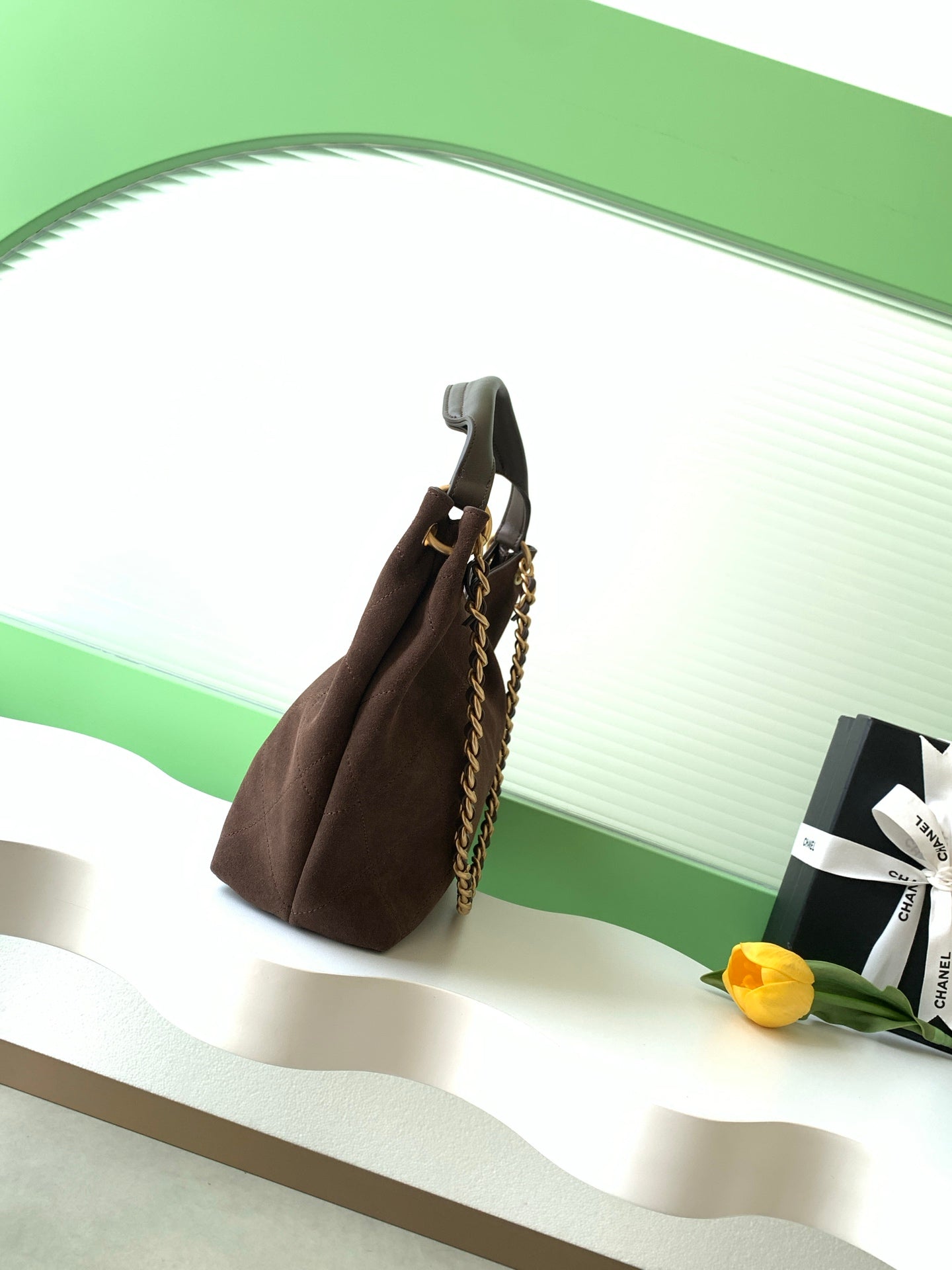 Chanel 26C Cruise Suede Hobo Bag Coffee Brown Quilted Leather Shoulder Bag AS5970