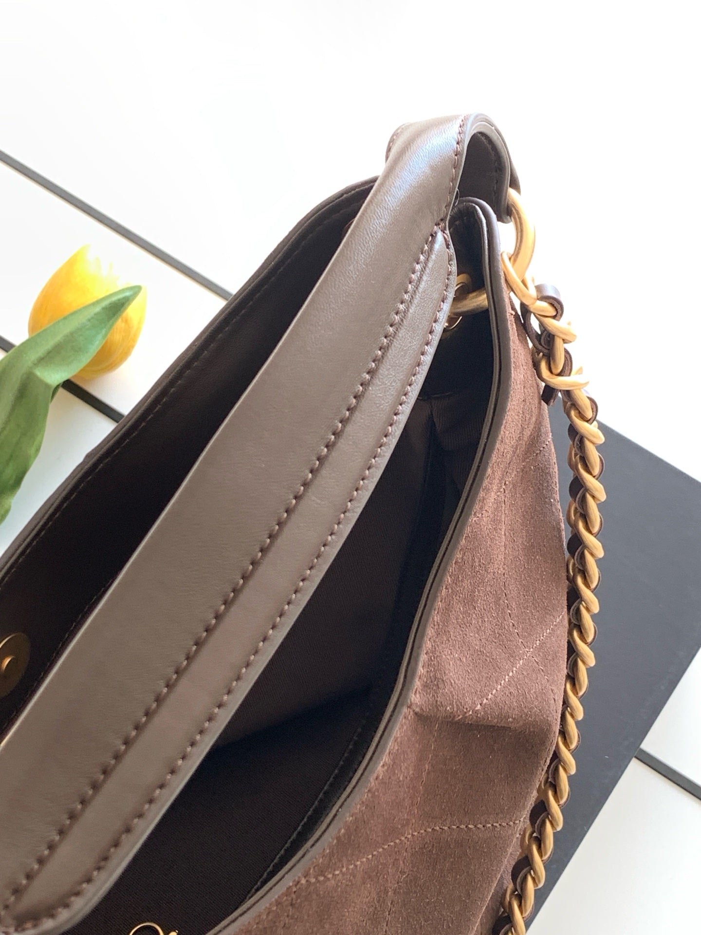 Chanel 26C Cruise Suede Hobo Bag Coffee Brown Quilted Leather Shoulder Bag AS5970