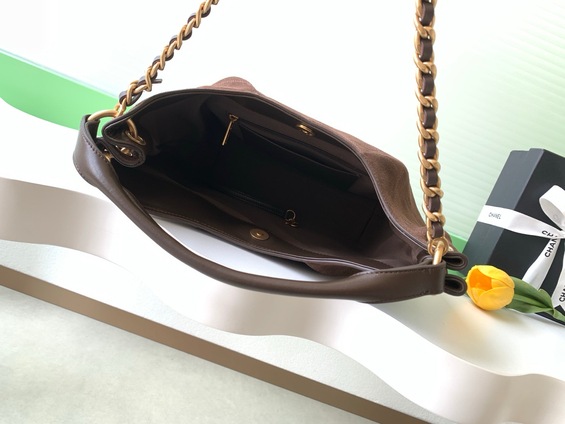 Chanel 26C Cruise Suede Hobo Bag Coffee Brown Quilted Leather Shoulder Bag AS5970