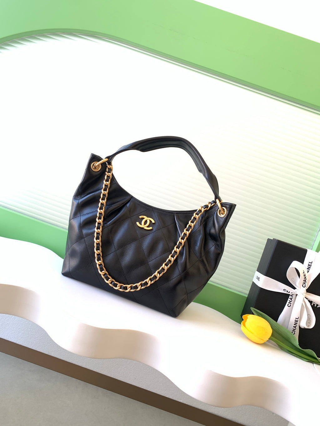 Chanel 26C Cruise Hobo Bag Classic Black Quilted Leather Shoulder Bag AS5970