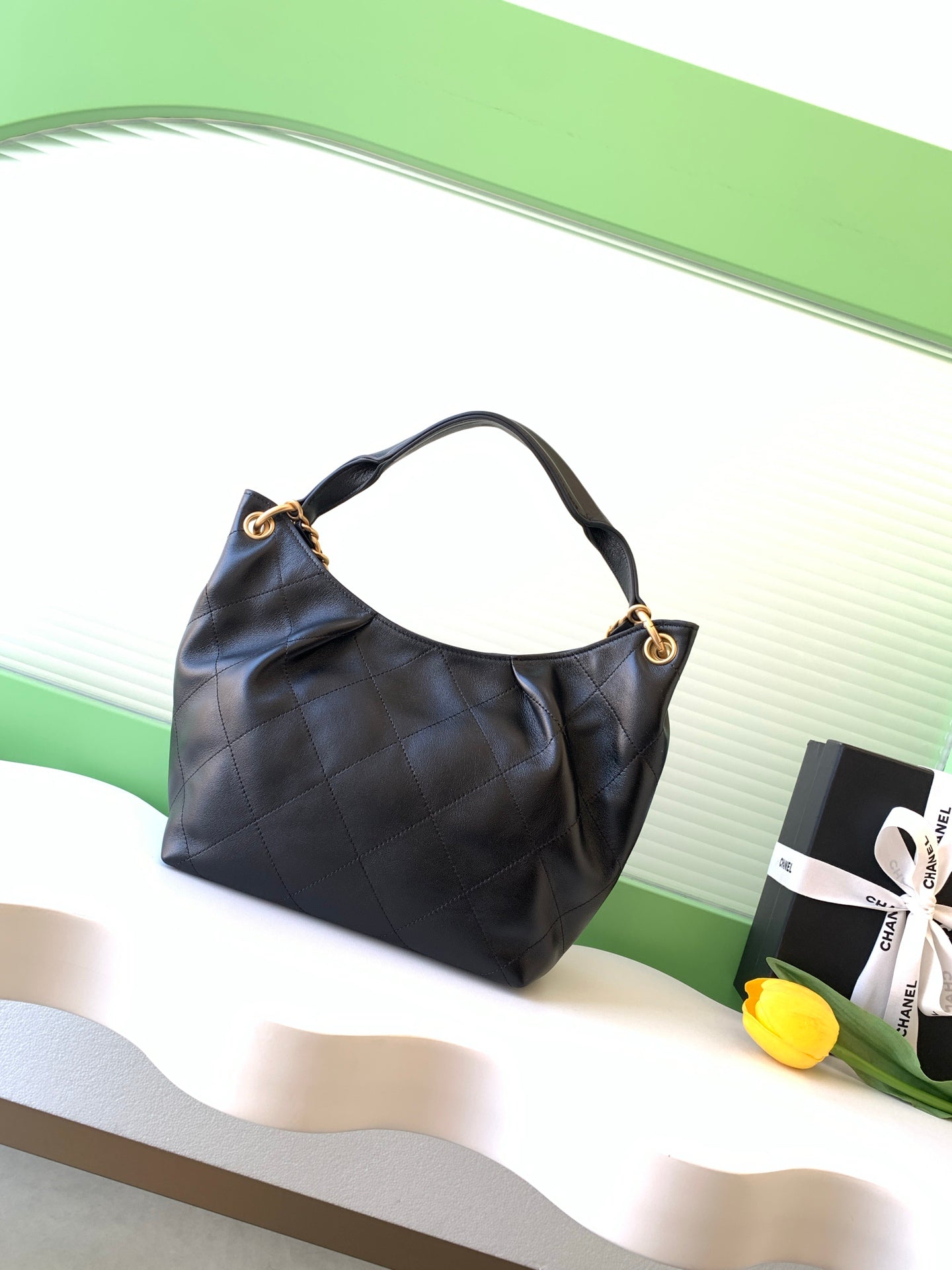 Chanel 26C Cruise Hobo Bag Classic Black Quilted Leather Shoulder Bag AS5970