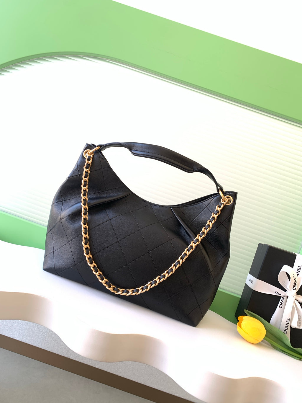 Chanel 26C Cruise Large Hobo Bag Classic Black Quilted Leather Shoulder Bag AS5978