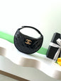 Chanel 26C Cruise Hoop Wristlet Flap Bag Shiny Black Quilted Leather Clutch AP4976