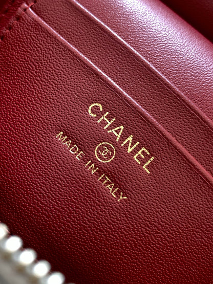 Chanel 26X Holiday Limited Silver Crackled Leather Vanity Box Bag Crossbody AP5049