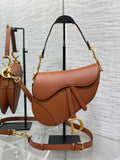 Dior Iconic Large Saddle Bag Cognac Grained Leather Crossbody Shoulder Bag