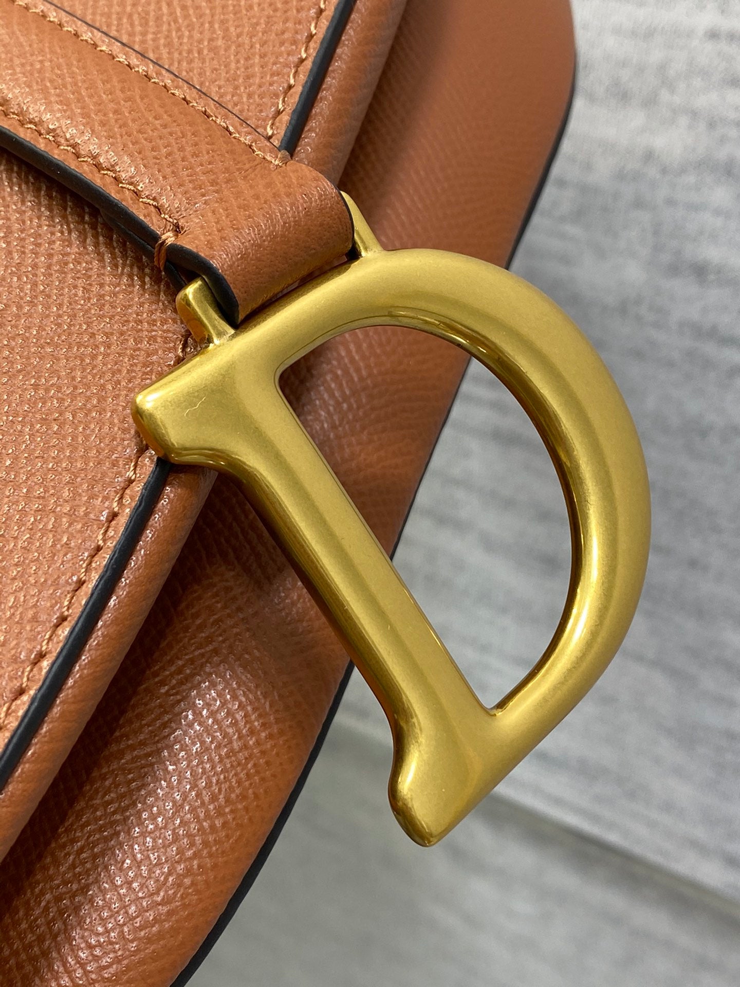 Dior Iconic Large Saddle Bag Cognac Grained Leather Crossbody Shoulder Bag