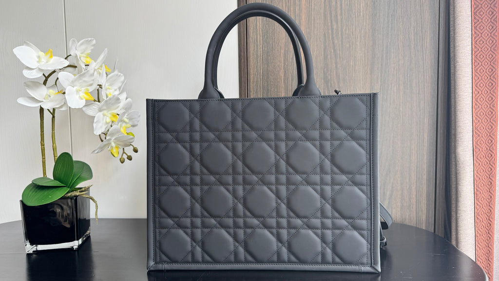 Dior Large Capacity Medium Shopping Tote Cannage Quilted Leather Shoulder Bag