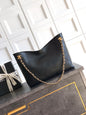 Chanel 26SS Medium Hobo Shoulder Bag Black Soft Leather with Double CC Buckles