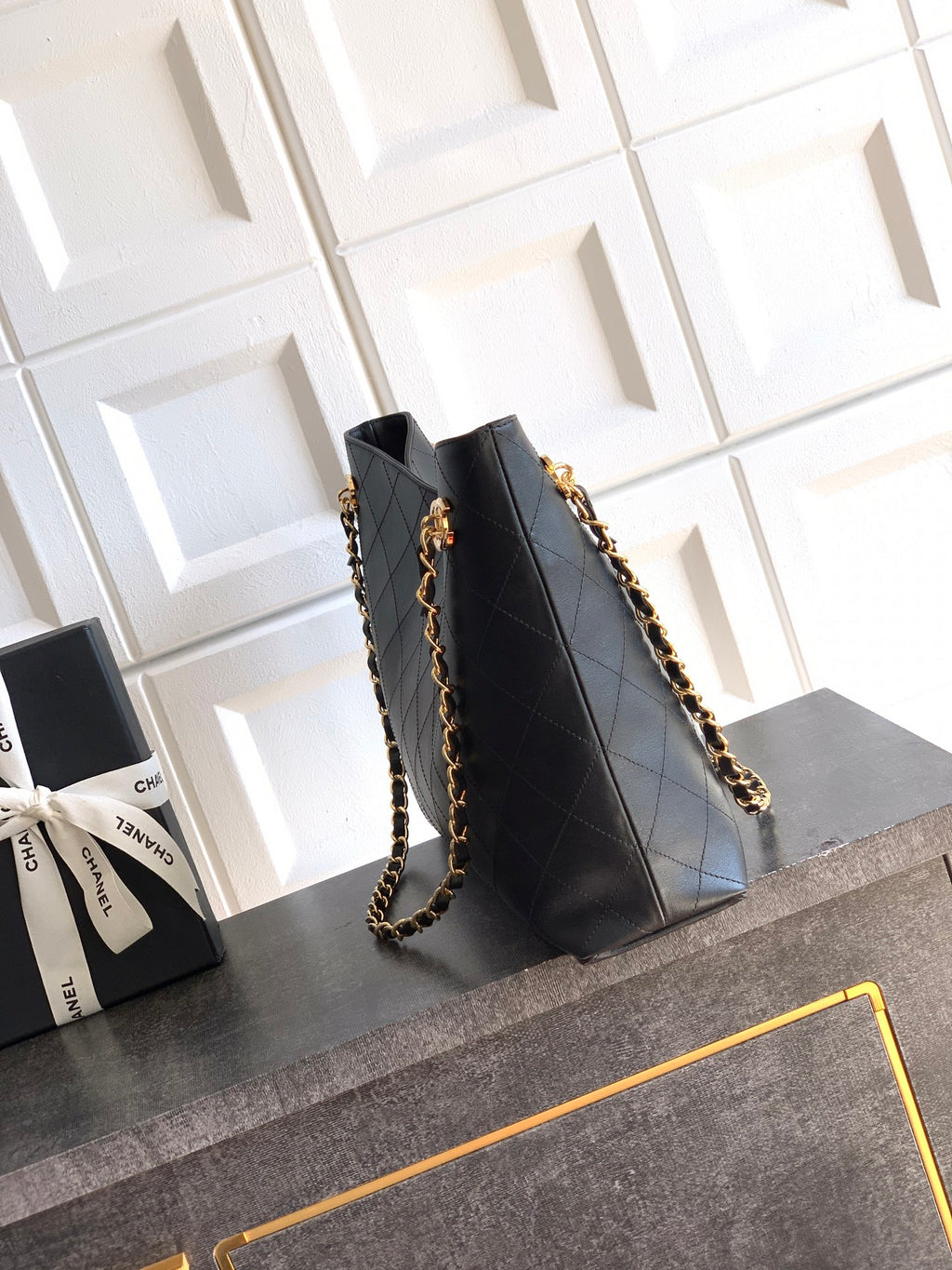 Chanel 26SS Medium Hobo Shoulder Bag Black Soft Leather with Double CC Buckles
