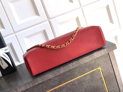 Chanel Large Hobo Bag Burgundy Calfskin with Gold-Tone Hardware