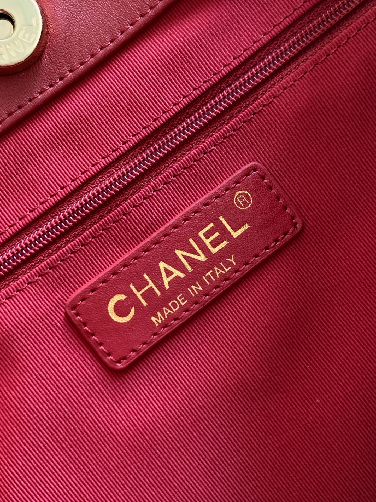 Chanel Large Hobo Bag Burgundy Calfskin with Gold-Tone Hardware
