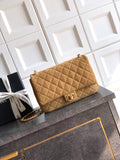 Chanel 26C Classic Flap Bag Light Brown Suede with Matte Gold Hardware (Large 26cm)