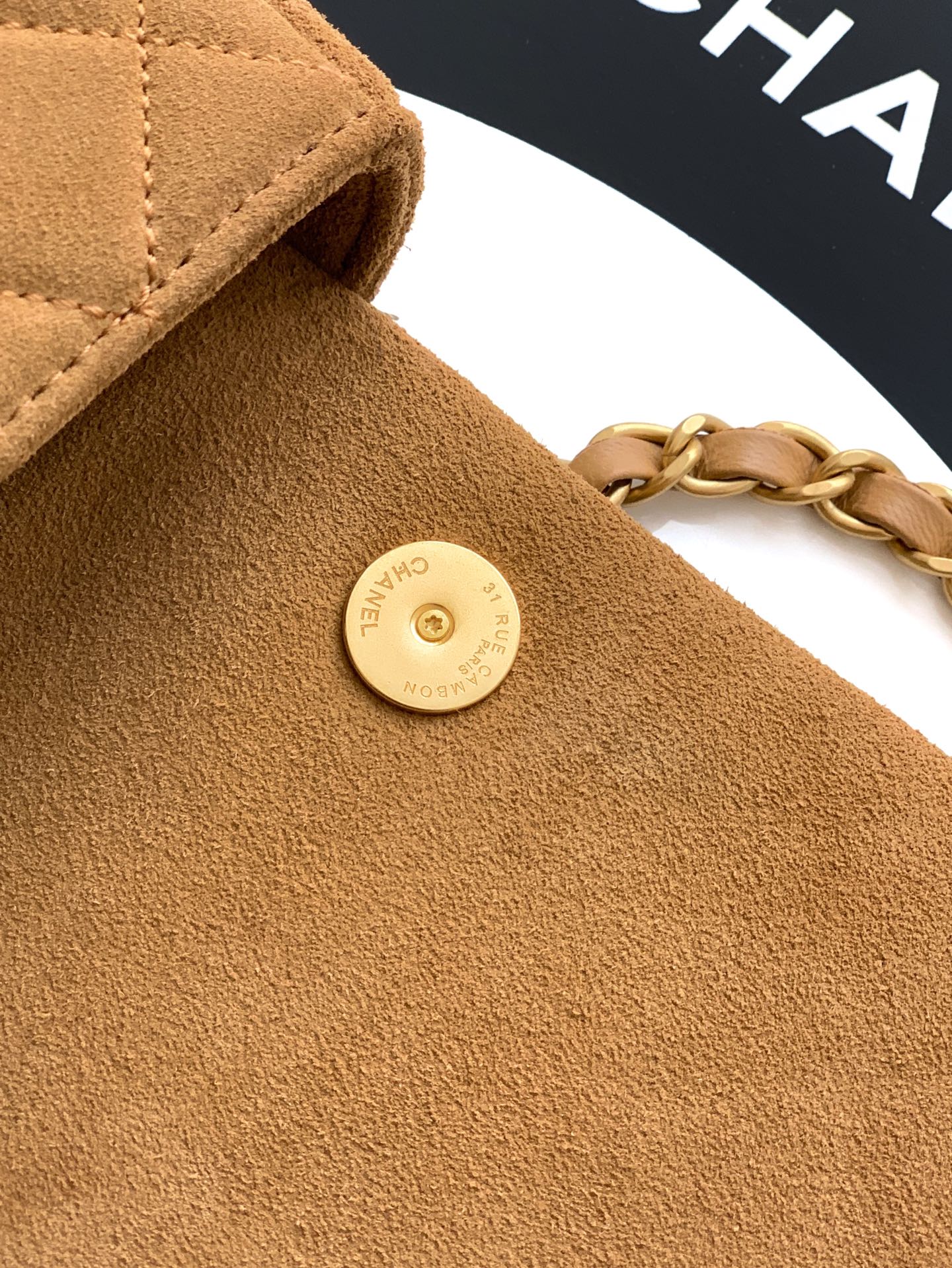 Chanel 26C Classic Flap Bag Light Brown Suede with Matte Gold Hardware (Large 26cm)