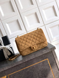 Chanel 26C Classic Flap Bag Light Brown Suede with Matte Gold Hardware (Medium 24cm)