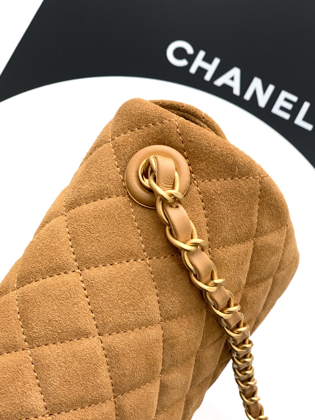 Chanel 26C Classic Flap Bag Light Brown Suede with Matte Gold Hardware (Medium 24cm)