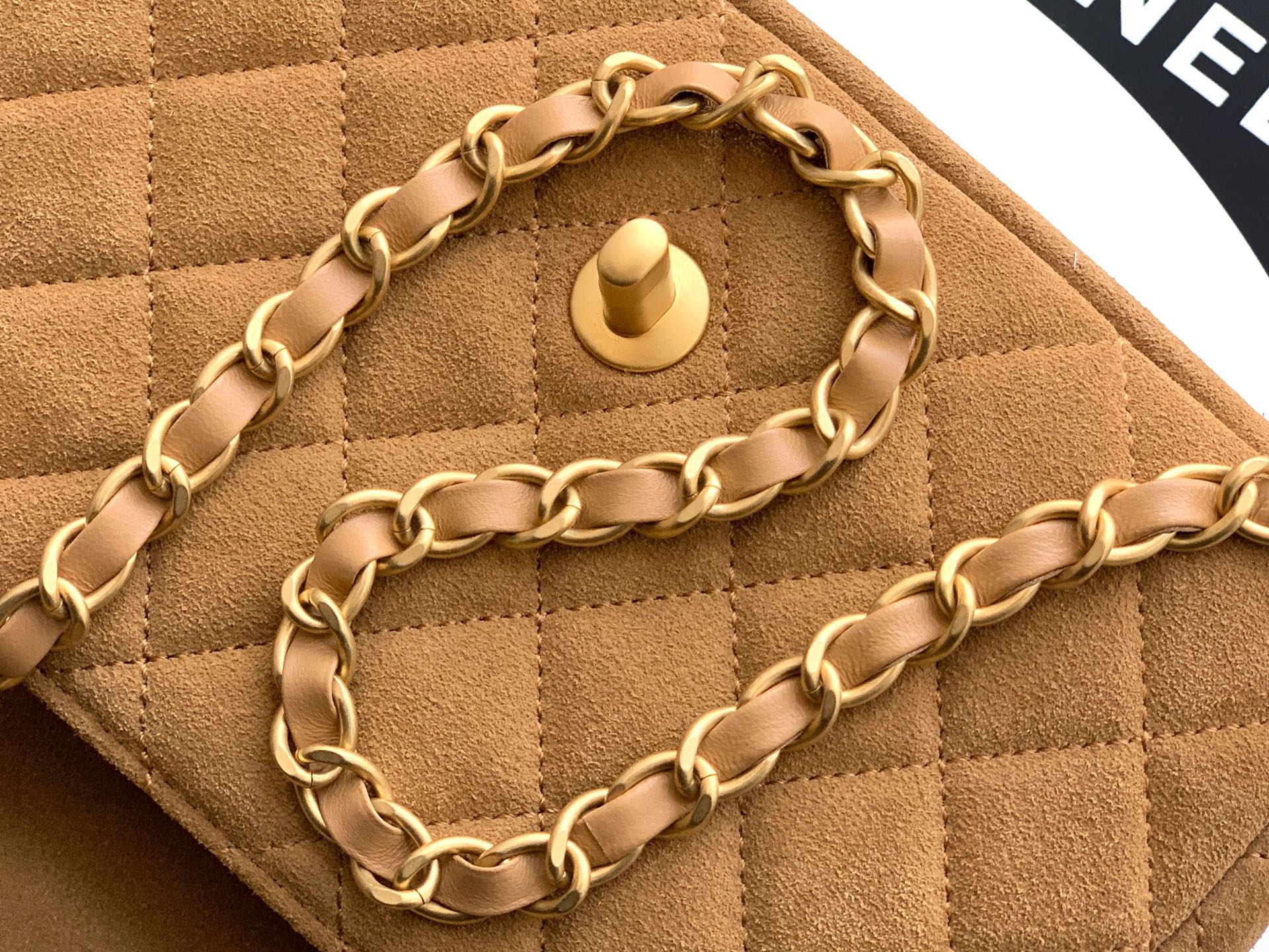 Chanel 26C Classic Flap Bag Light Brown Suede with Matte Gold Hardware (Small 20cm)