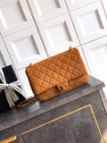 Chanel 26C Classic Flap Bag Dark Brown Suede with Matte Gold Hardware (Large 26cm)