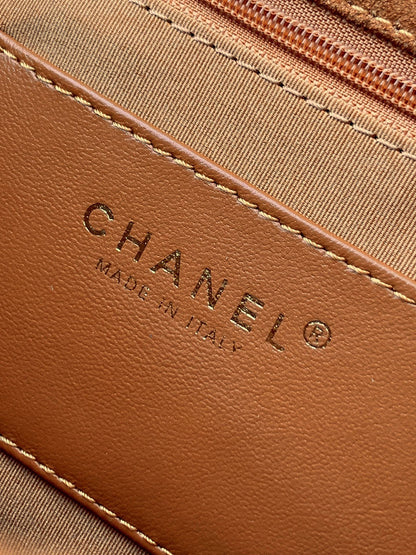 Chanel 26C Classic Flap Bag Dark Brown Suede with Matte Gold Hardware (Large 26cm)