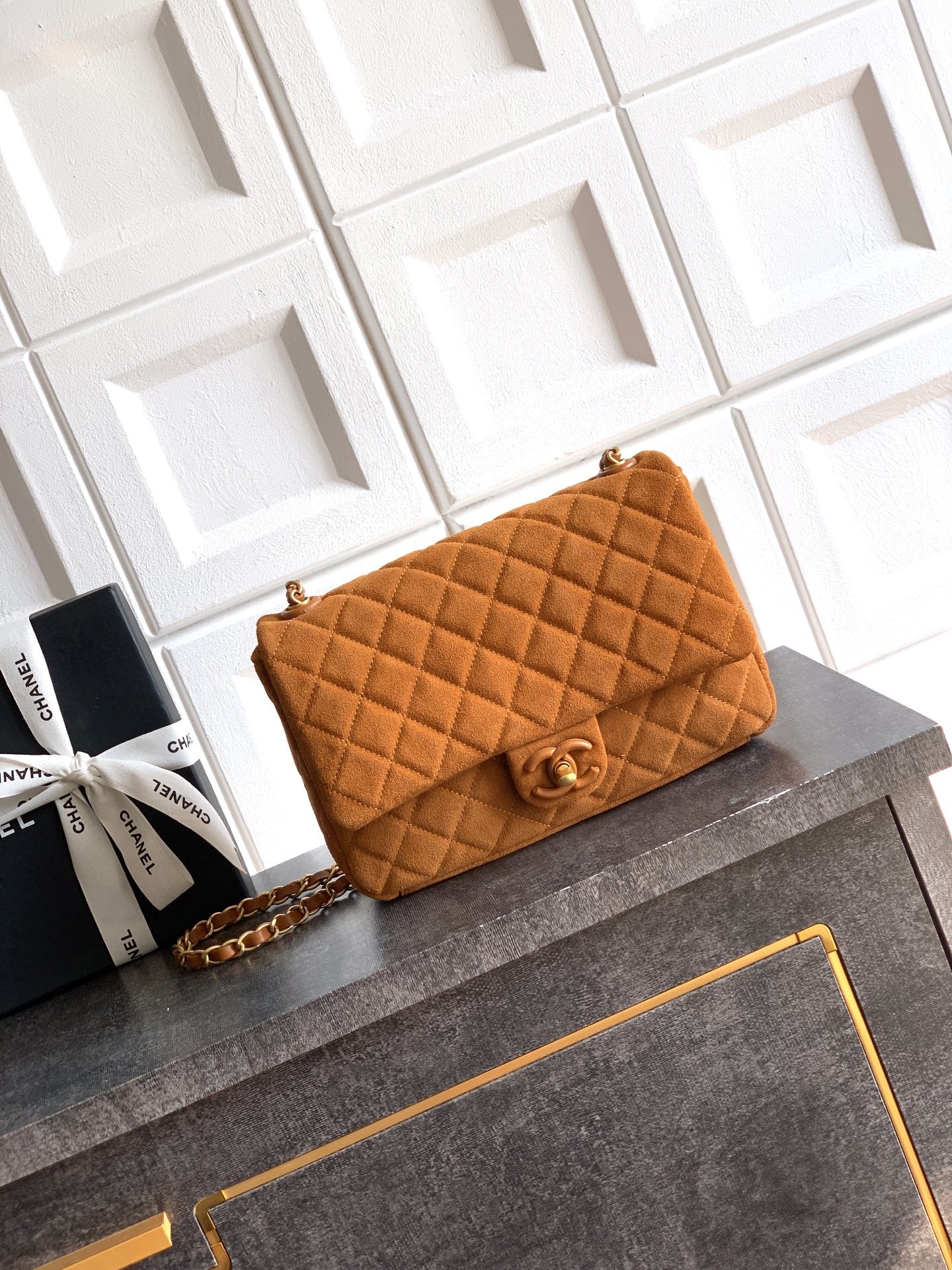 Chanel 26C Classic Flap Bag Dark Brown Suede with Matte Gold Hardware (Medium 24cm)Chanel 26C Classic Flap Bag Dark Brown Suede with Matte Gold Hardware (Medium 24cm)