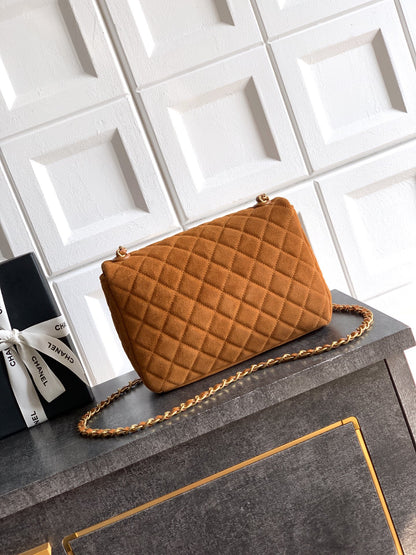 Chanel 26C Classic Flap Bag Dark Brown Suede with Matte Gold Hardware (Medium 24cm)Chanel 26C Classic Flap Bag Dark Brown Suede with Matte Gold Hardware (Medium 24cm)