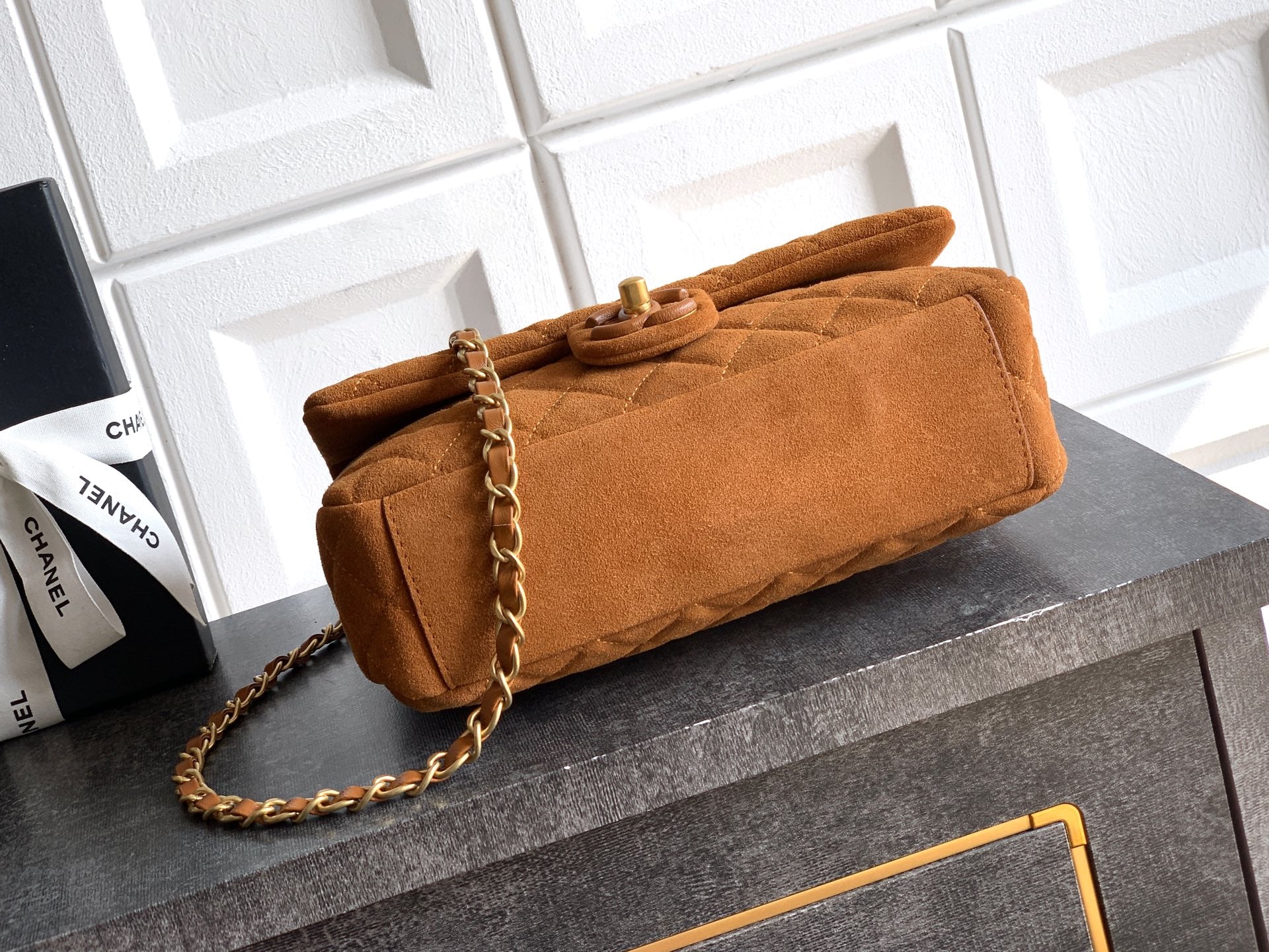 Chanel 26C Classic Flap Bag Dark Brown Suede with Matte Gold Hardware (Medium 24cm)Chanel 26C Classic Flap Bag Dark Brown Suede with Matte Gold Hardware (Medium 24cm)