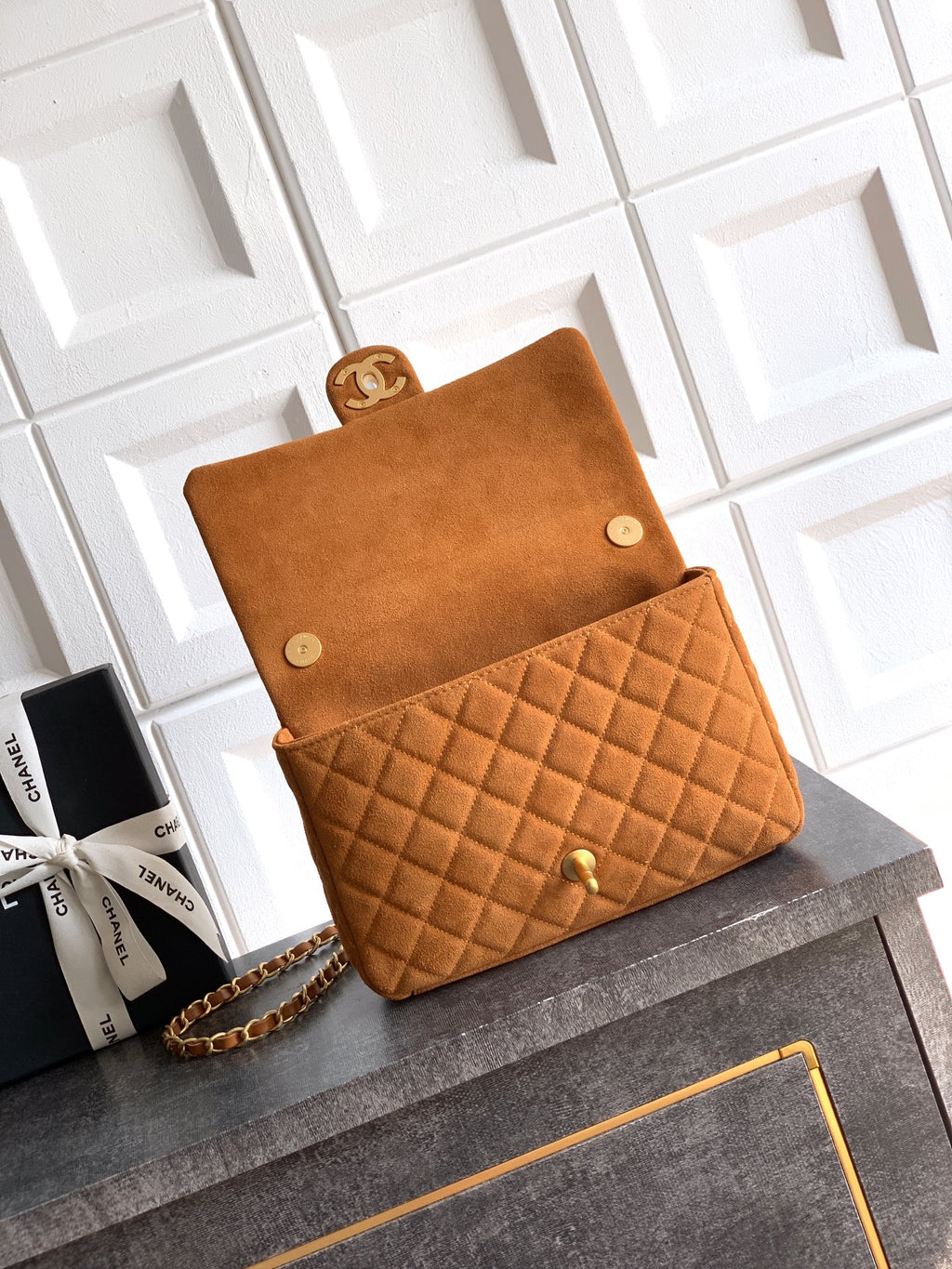 Chanel 26C Classic Flap Bag Dark Brown Suede with Matte Gold Hardware (Medium 24cm)Chanel 26C Classic Flap Bag Dark Brown Suede with Matte Gold Hardware (Medium 24cm)