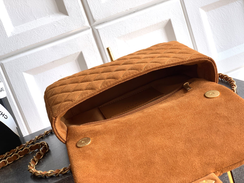 Chanel 26C Classic Flap Bag Dark Brown Suede with Matte Gold Hardware (Medium 24cm)Chanel 26C Classic Flap Bag Dark Brown Suede with Matte Gold Hardware (Medium 24cm)
