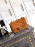 Chanel 26C Classic Flap Bag Dark Brown Suede with Matte Gold Hardware (Small 20cm)