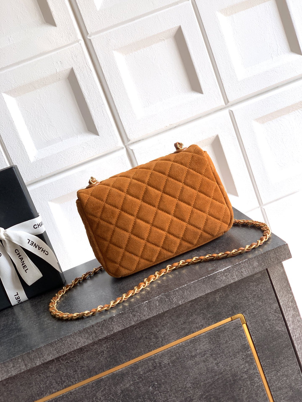 Chanel 26C Classic Flap Bag Dark Brown Suede with Matte Gold Hardware (Small 20cm)