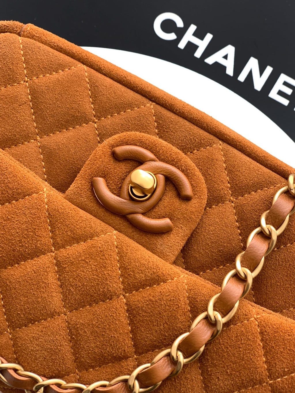 Chanel 26C Classic Flap Bag Dark Brown Suede with Matte Gold Hardware (Small 20cm)