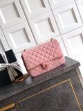Chanel 26C Classic Flap Bag Pink Suede with Matte Gold Hardware (Medium 24cm)