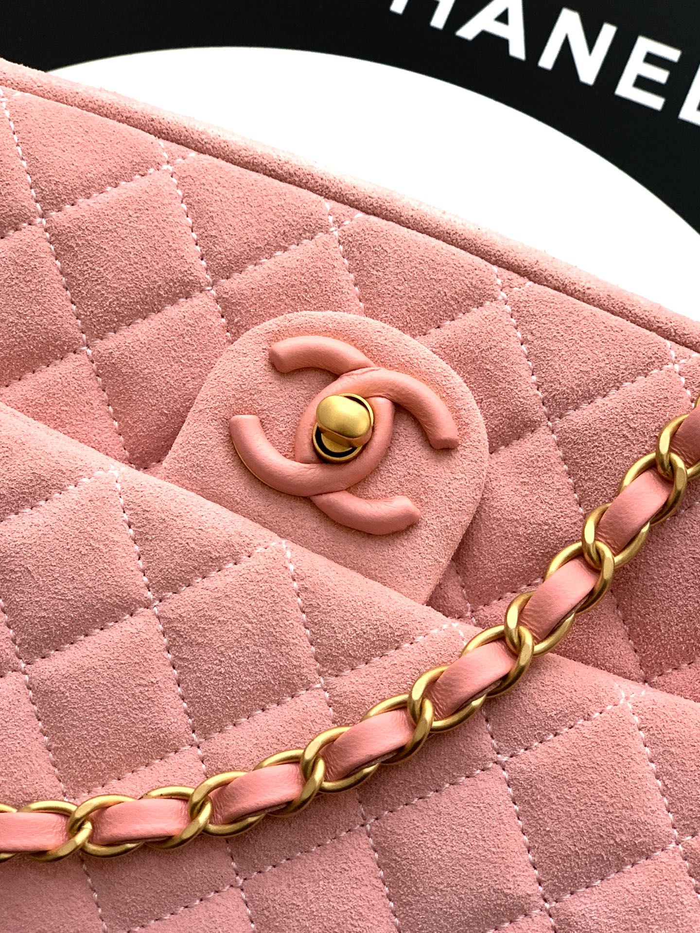 Chanel 26C Classic Flap Bag Pink Suede with Matte Gold Hardware (Medium 24cm)