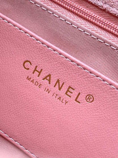 Chanel 26C Classic Flap Bag Pink Suede with Matte Gold Hardware (Medium 24cm)