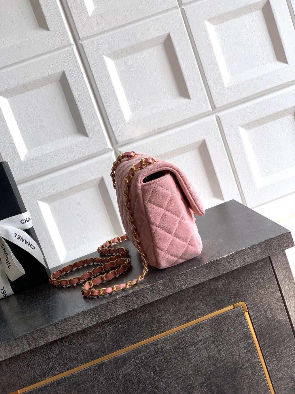 Chanel 26C Classic Flap Bag Pink Suede with Matte Gold Hardware (Small 20cm)