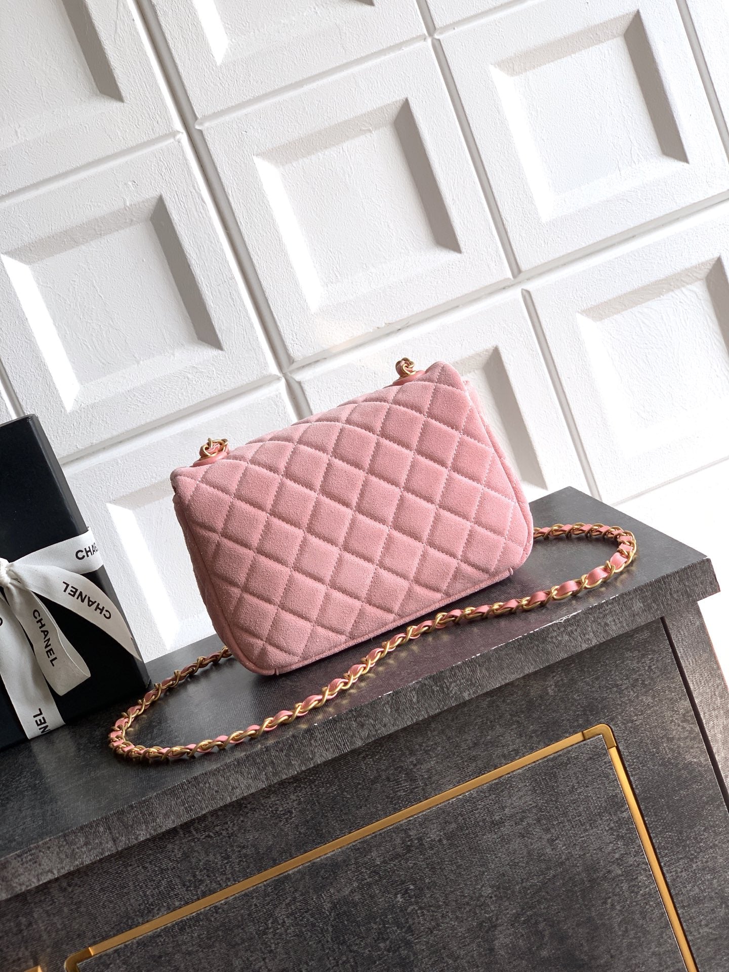 Chanel 26C Classic Flap Bag Pink Suede with Matte Gold Hardware (Small 20cm)