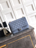 Chanel 26C Classic Flap Bag Haze Blue Suede with Matte Gold Hardware (Large 26cm)